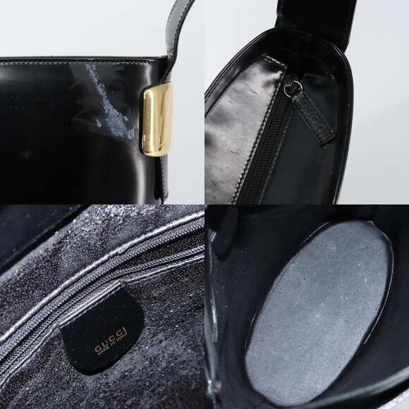 GUCCI Shoulder Bag Enamel Black Gold 001 1448 001 1448 - Picture 11 of 12